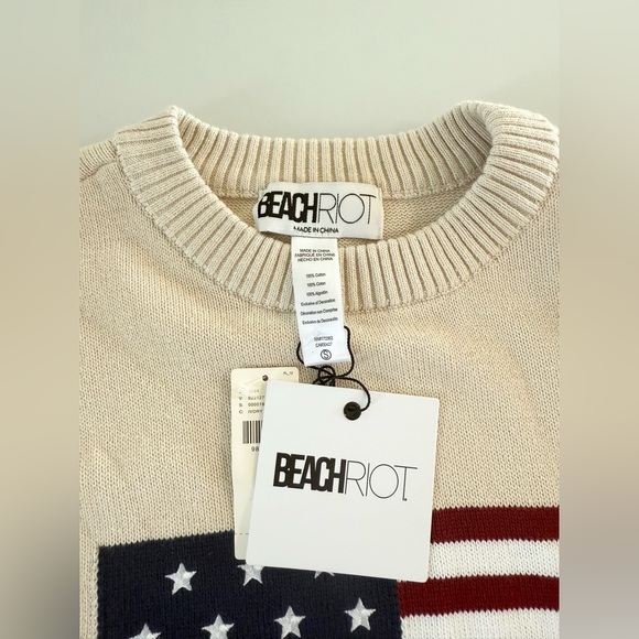 NWT Beach Riot Callie Americana Flag Sweater Ivory Size S - Picture 6 of 12
